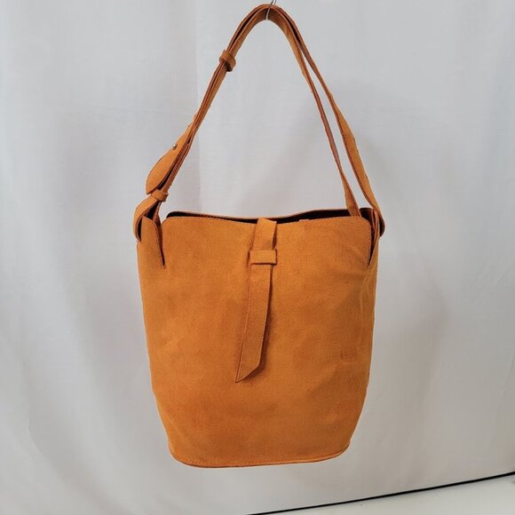 Laila by Geir Ness Burnt Orange Faux Suede Bucket Bag – Nordic Minimalist Style - Picture 6 of 10